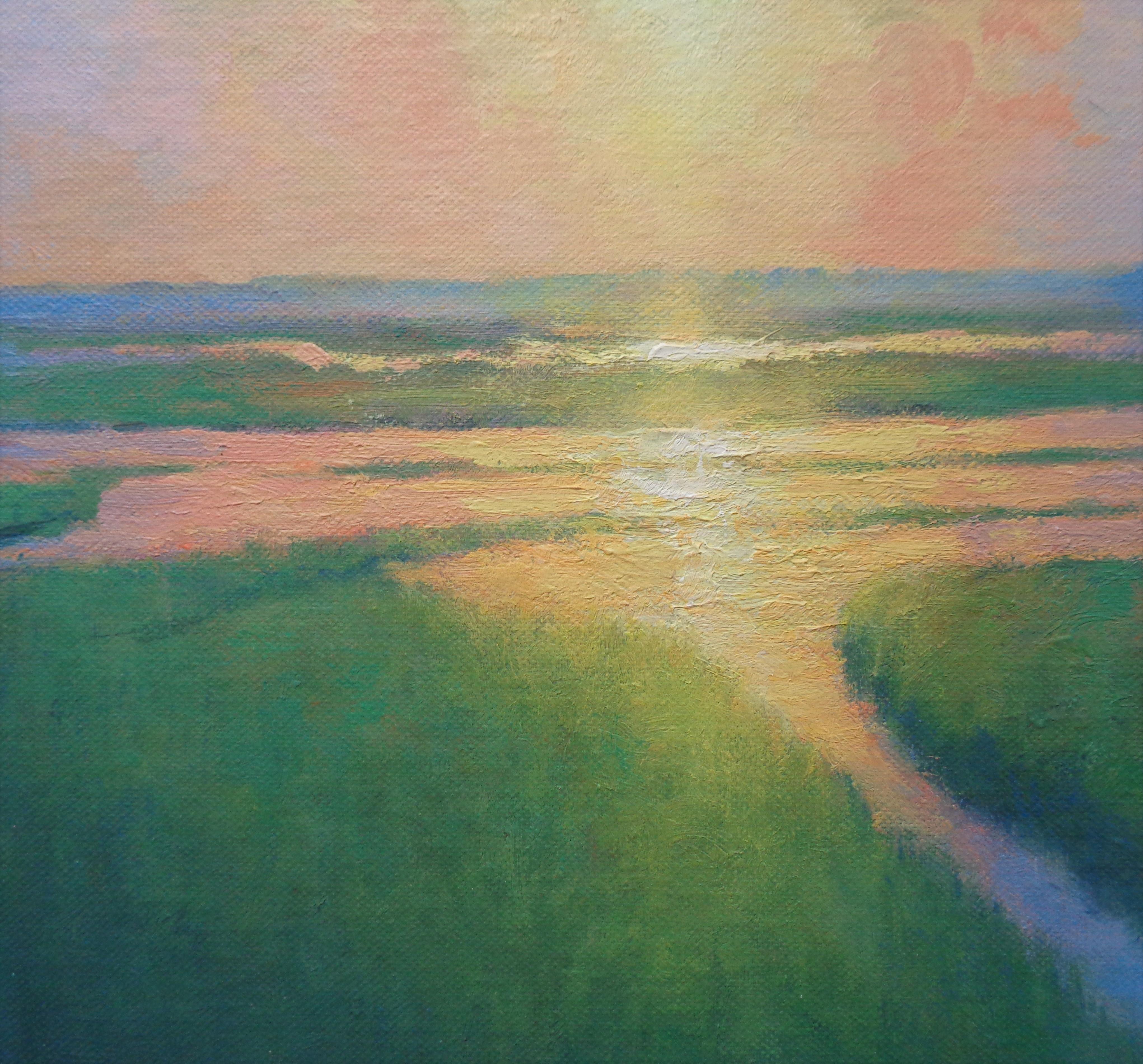 Oceano Pittura impressionistica di paesaggio marino Michael Budden Morning Marsh Light II in vendita 2