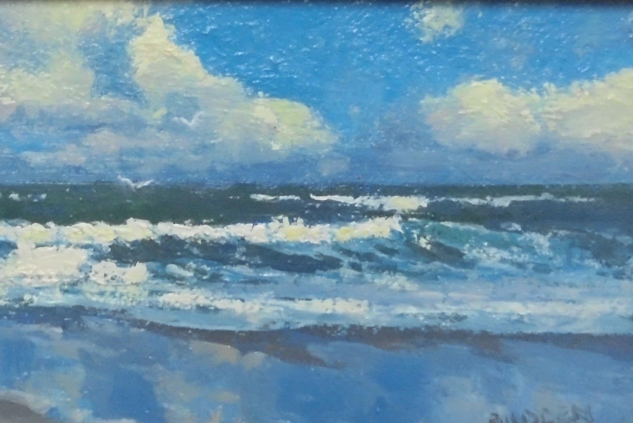 Oceano Pittura impressionistica paesaggio marino Michael Budden Studio lungo la costa in vendita 2