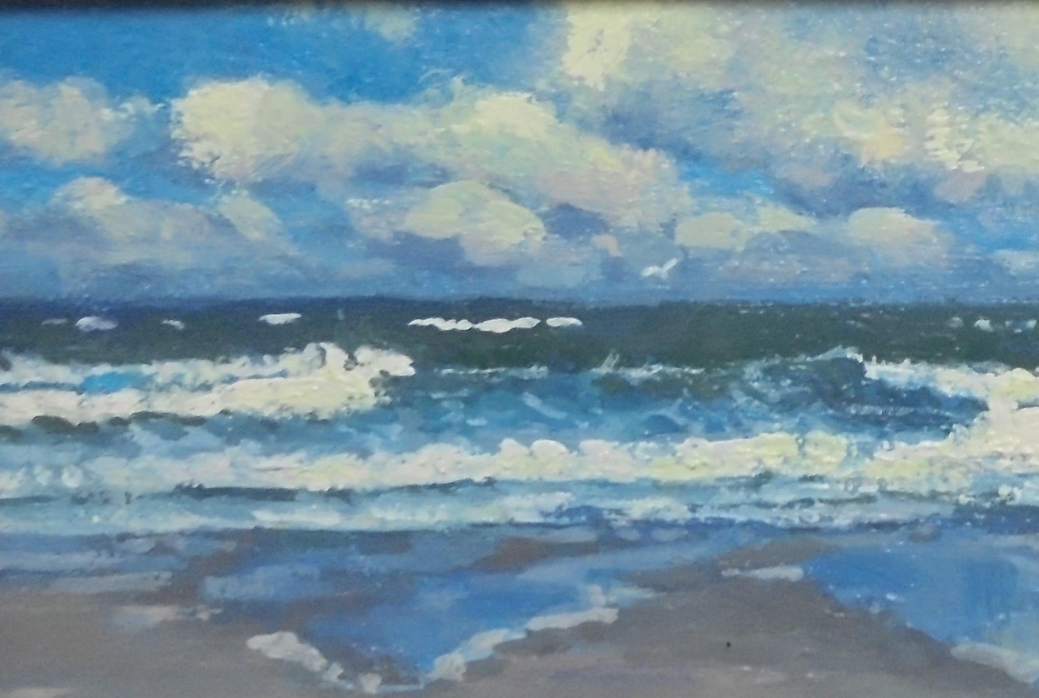 Oceano Pittura impressionistica paesaggio marino Michael Budden Studio lungo la costa in vendita 3