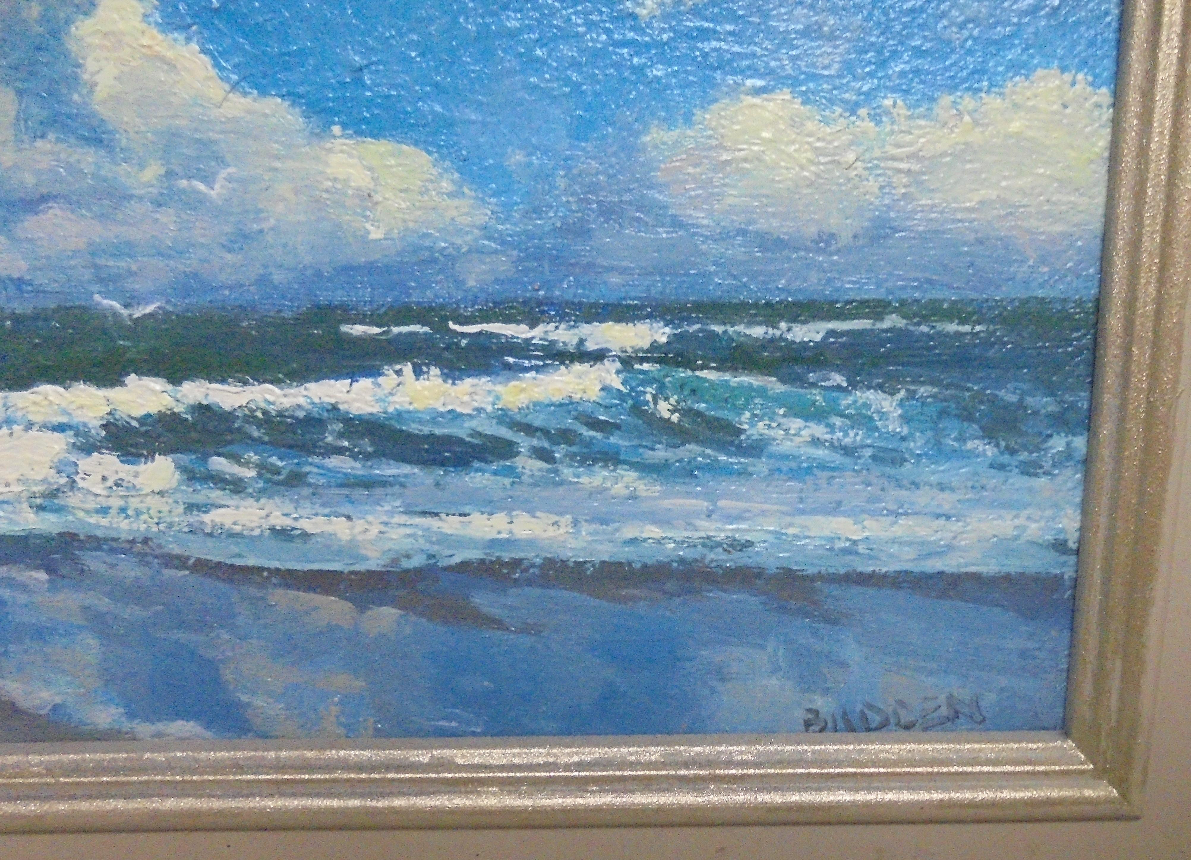 Oceano Pittura impressionistica paesaggio marino Michael Budden Studio lungo la costa in vendita 4