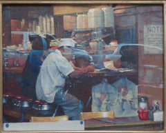 Realistic Painting Michael Budden New York City Diner Transparency & Reflection