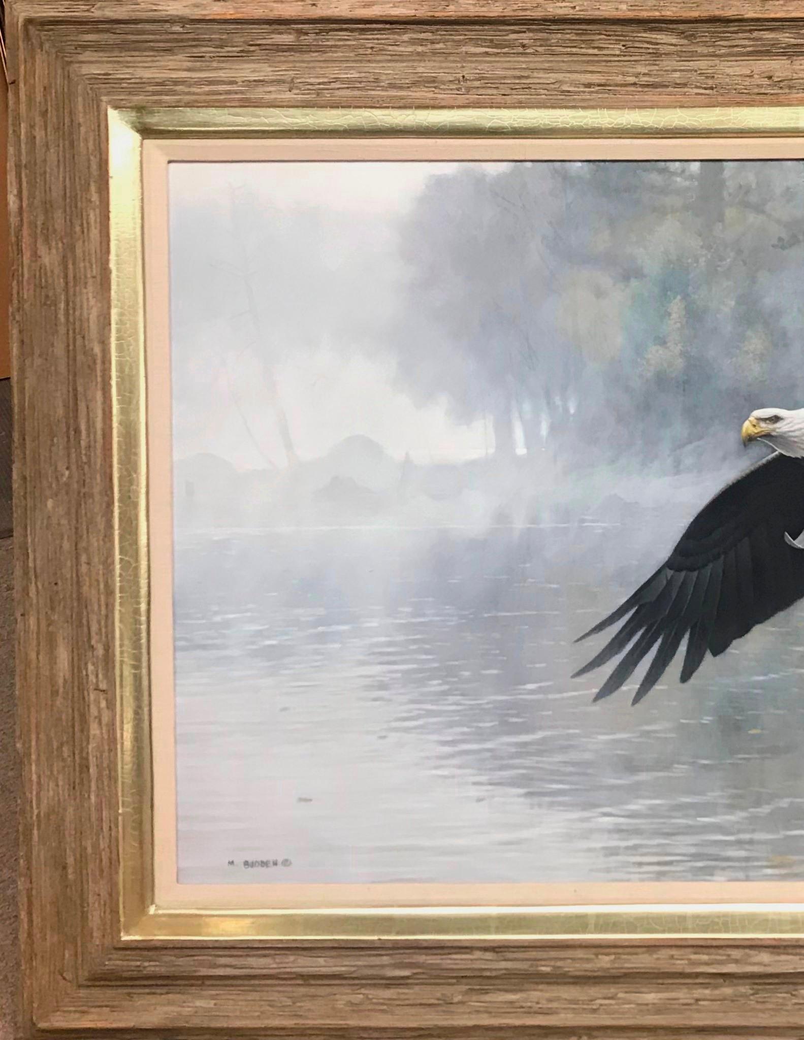 Pittura realistica di paesaggio della fauna selvatica Aquila calva Michael Budden in vendita 3