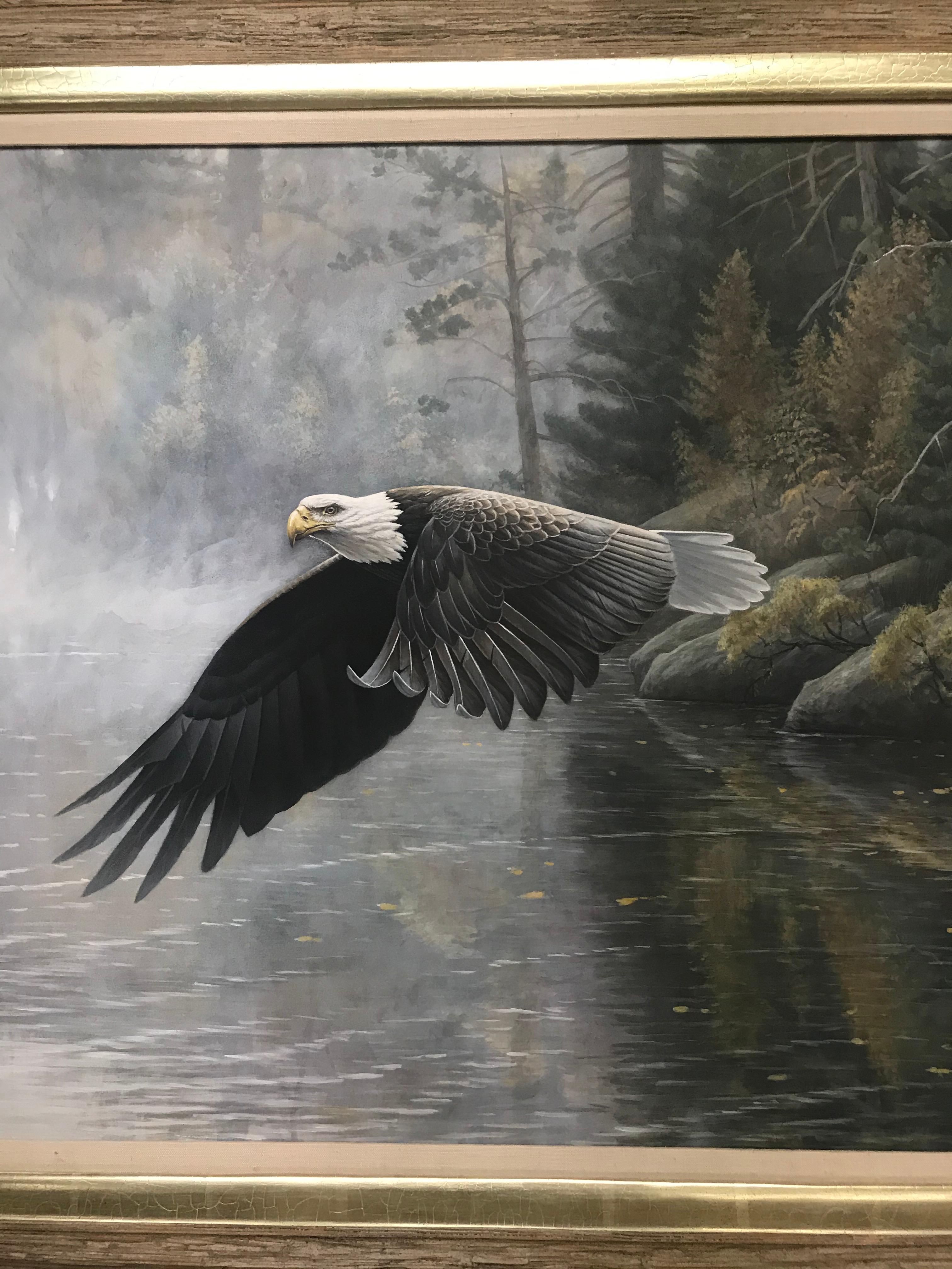  Peinture réaliste d'un paysage animalier avec aigle Bald Eagle de Michael Budden en vente 4