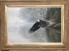 Pittura realistica di paesaggio della fauna selvatica Aquila calva Michael Budden