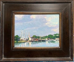 Seascape Boat Oil Painting Michael Budden Seaport View Mystic Seaport