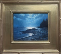  Seascape Nocturne Oil Painting Artist Michael Budden Moonlight Shimmer ME