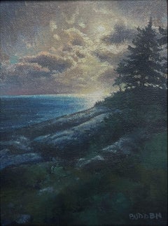 Seascape Nocturne Oil Painting Artist Michael Budden Opalescent Evening Maine