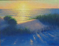 Pittura ad olio con paesaggio marino Artista pluripremiato Michael Budden Glorious Light