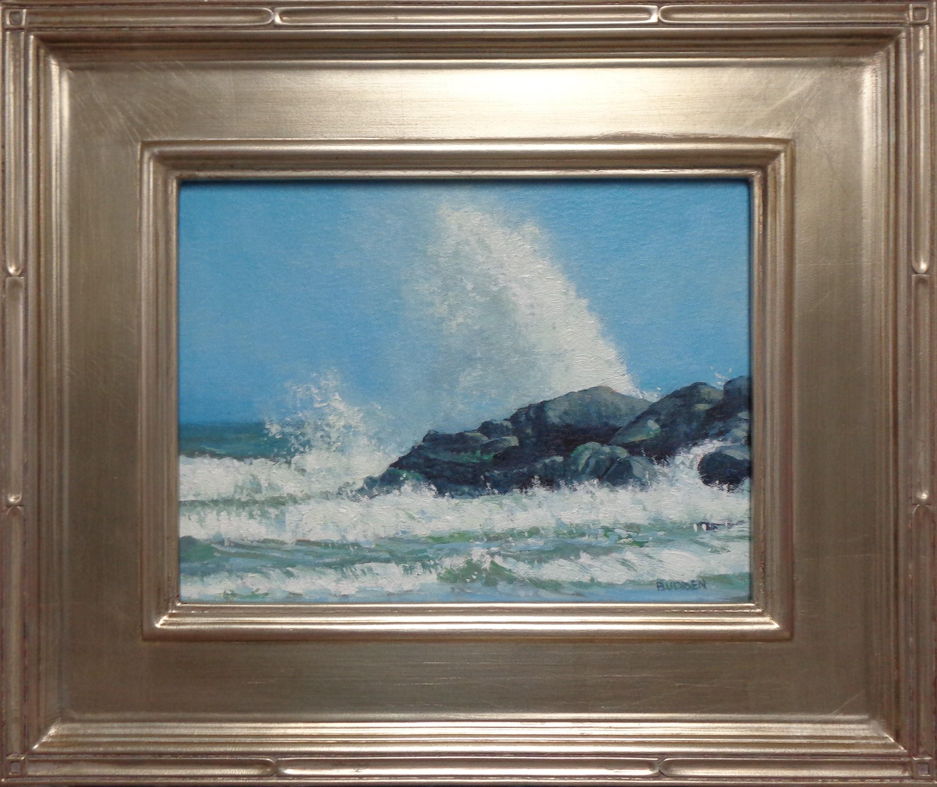 Meereslandschaft, Ölgemälde des preisgekrönten Künstlers Michael Budden, Wave Splash Study