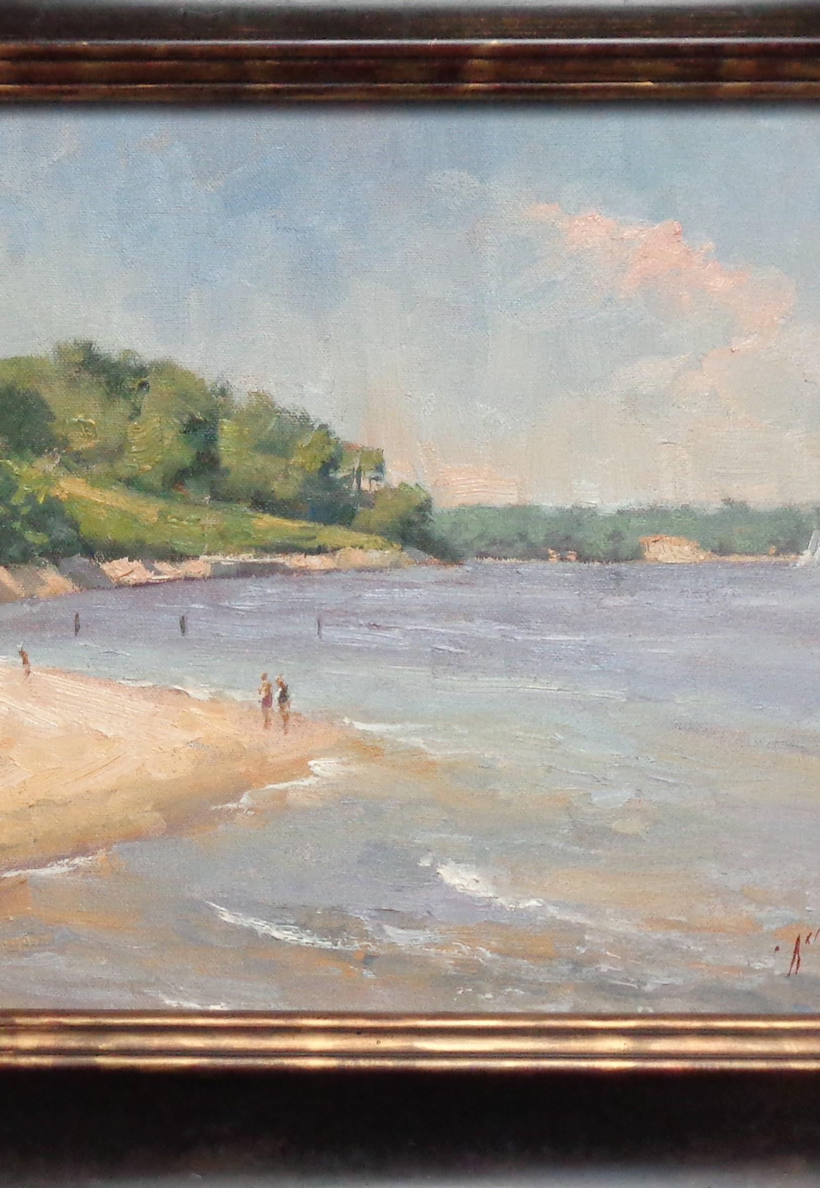  Seascape Painting American Impressionist Paul Bachem  - Black Landscape Painting by Michael Budden
