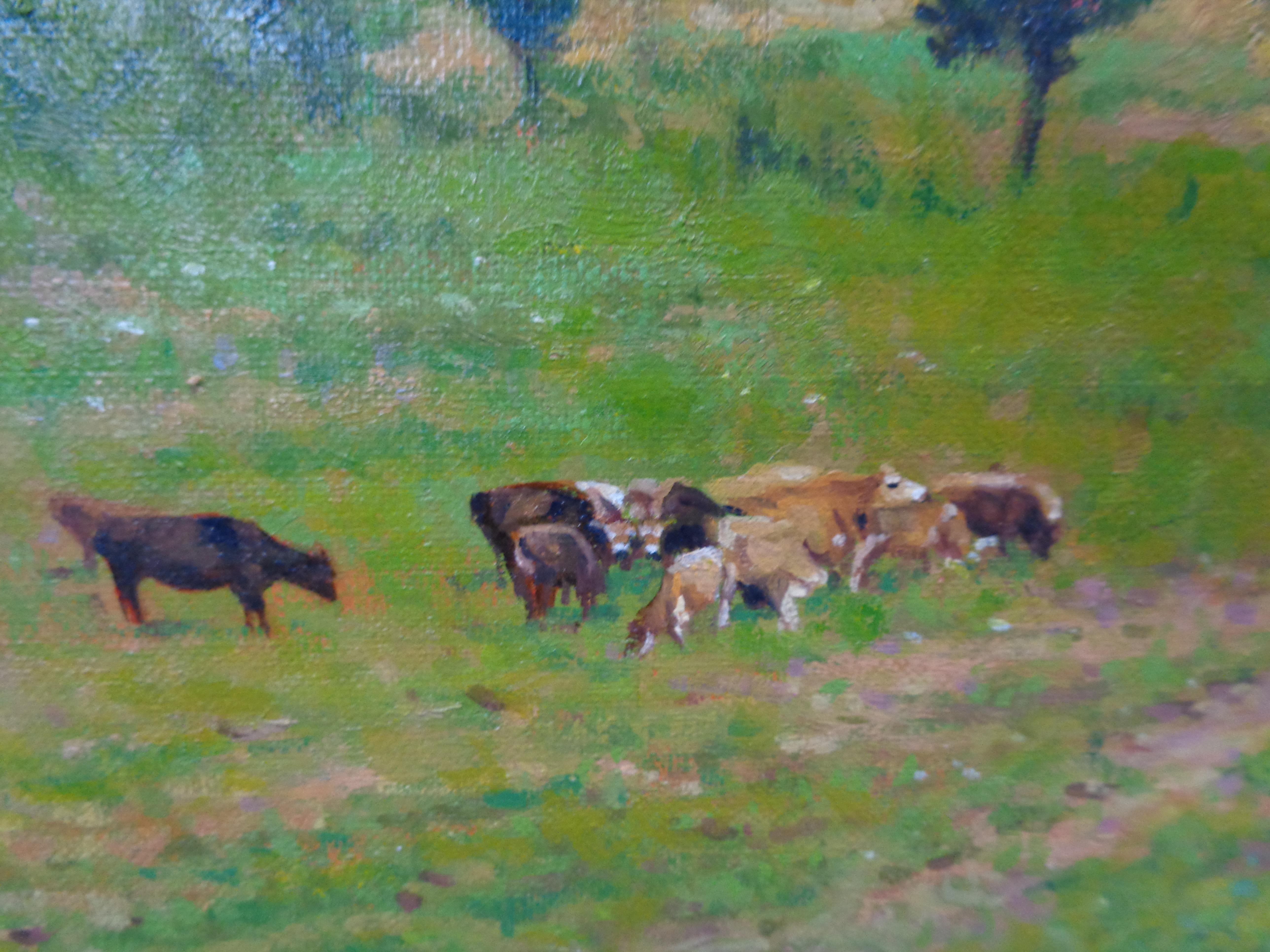  Summer Landscape Cows Salmagundi Club Award Winning Oil Painting Michael Budden For Sale 5