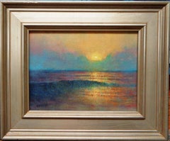Seascape Study Oil Painting Contemporary Artist Michael Budden Sunrise Jetty