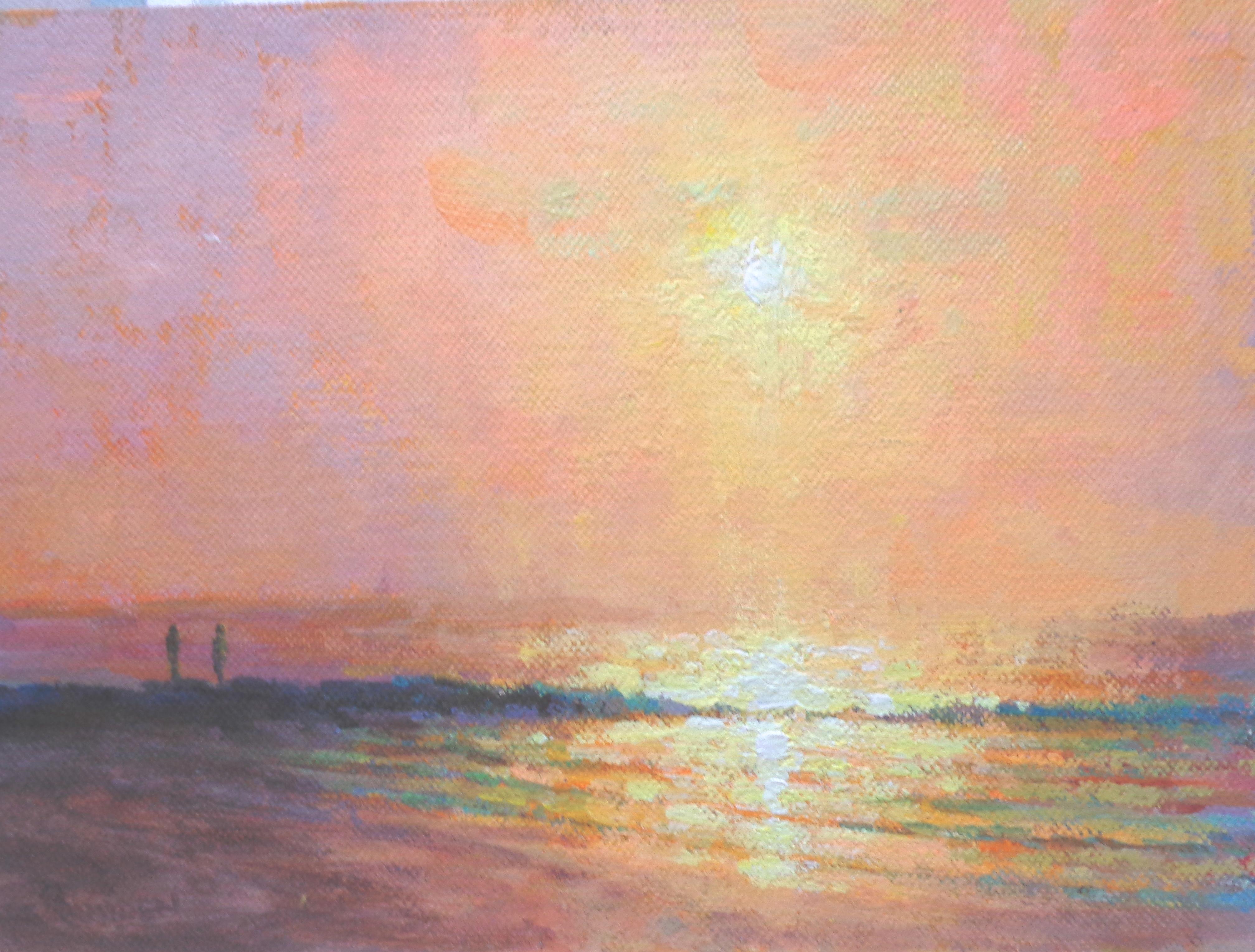 Ocean Beach Impressionistic Seacape Sunrise Oil Painting by Michael Budden 1