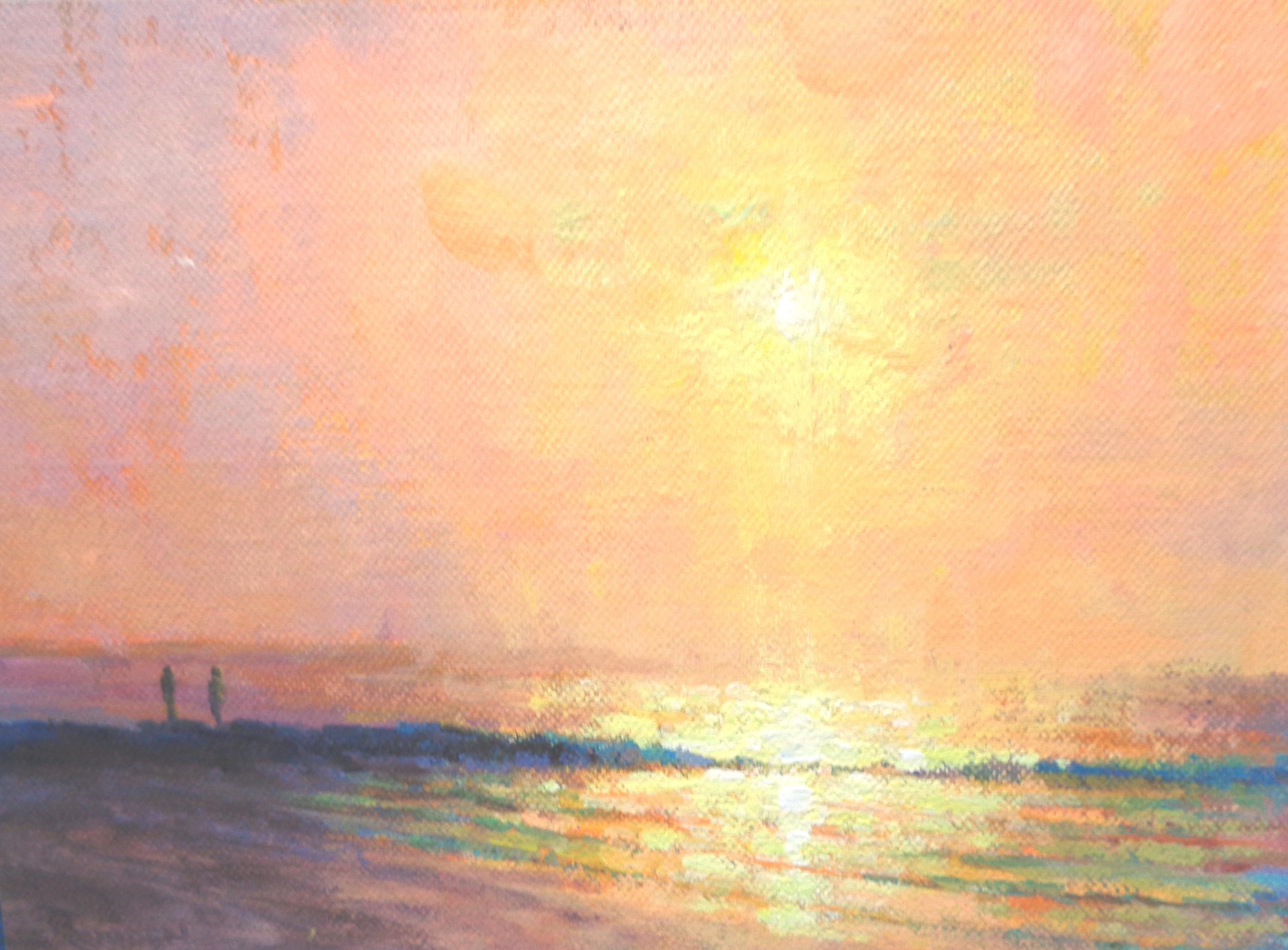 Ocean Beach Impressionistic Seacape Sunrise Oil Painting by Michael Budden 3