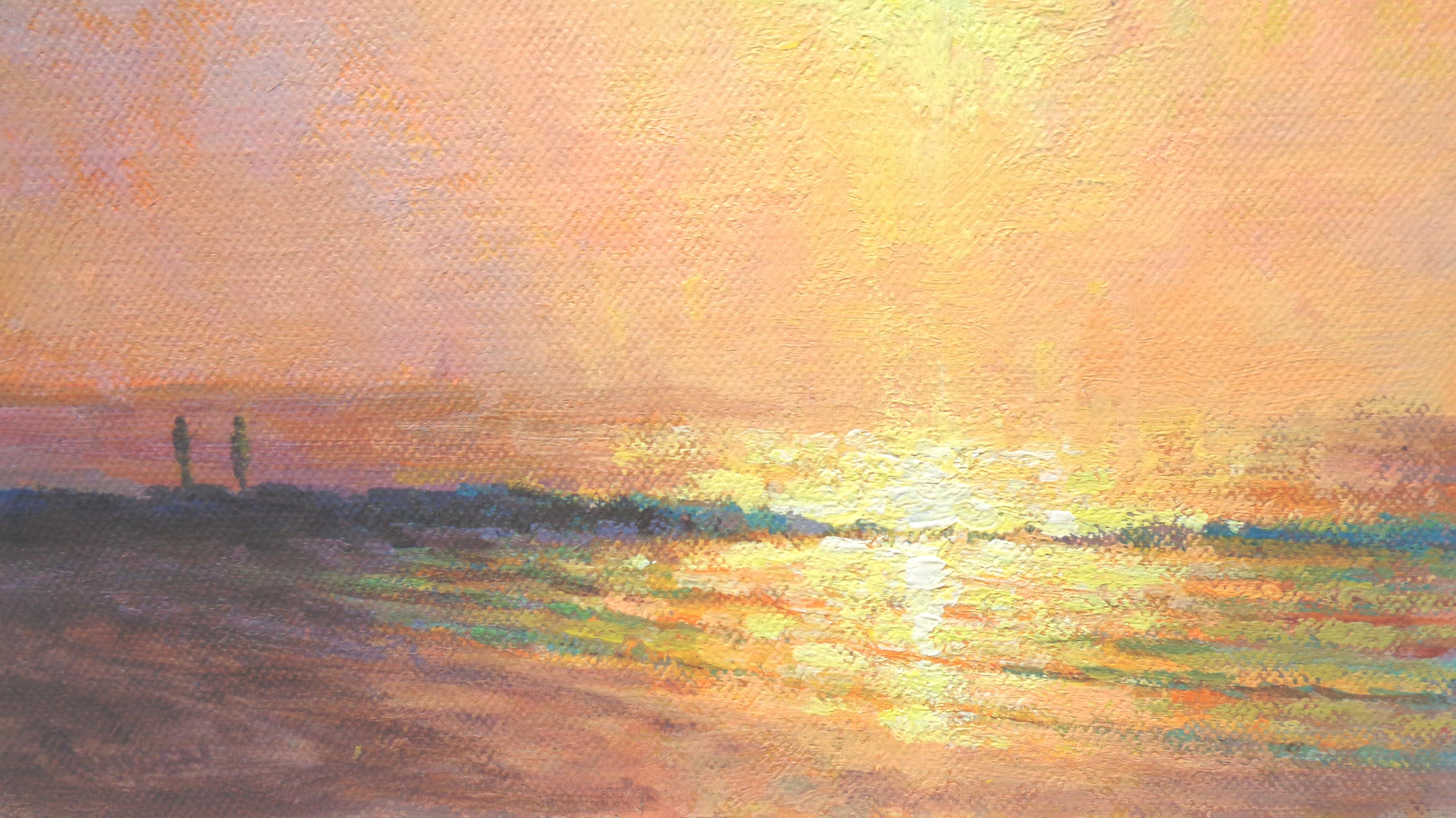Ocean Beach Impressionistic Seacape Sunrise Oil Painting by Michael Budden 4