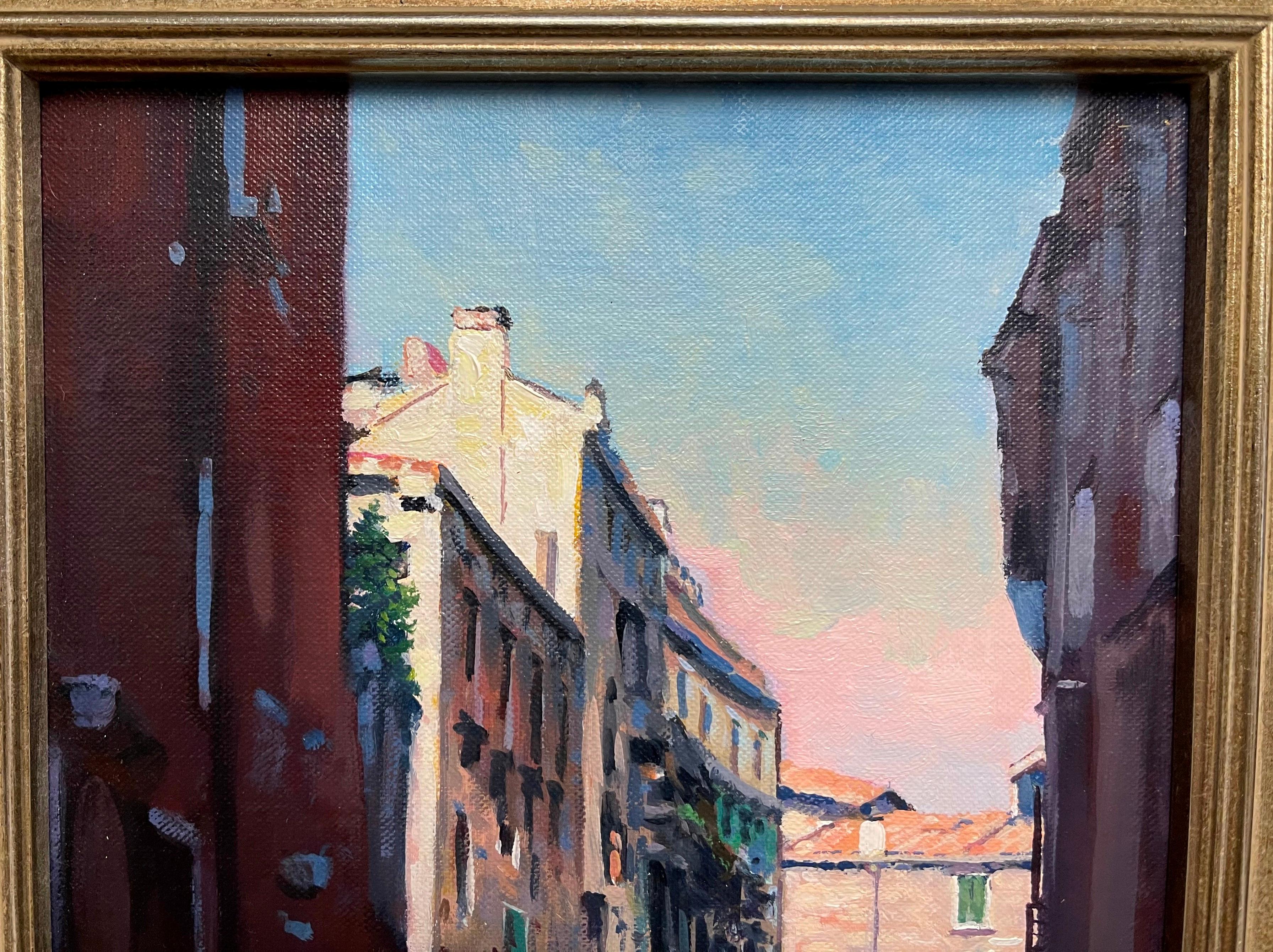 Venice Meereslandschaft Gondola Ölgemälde Michael Budden Schönes Licht Venedig im Angebot 2