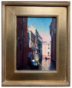 Venice Meereslandschaft Gondola Ölgemälde Michael Budden Schönes Licht Venedig