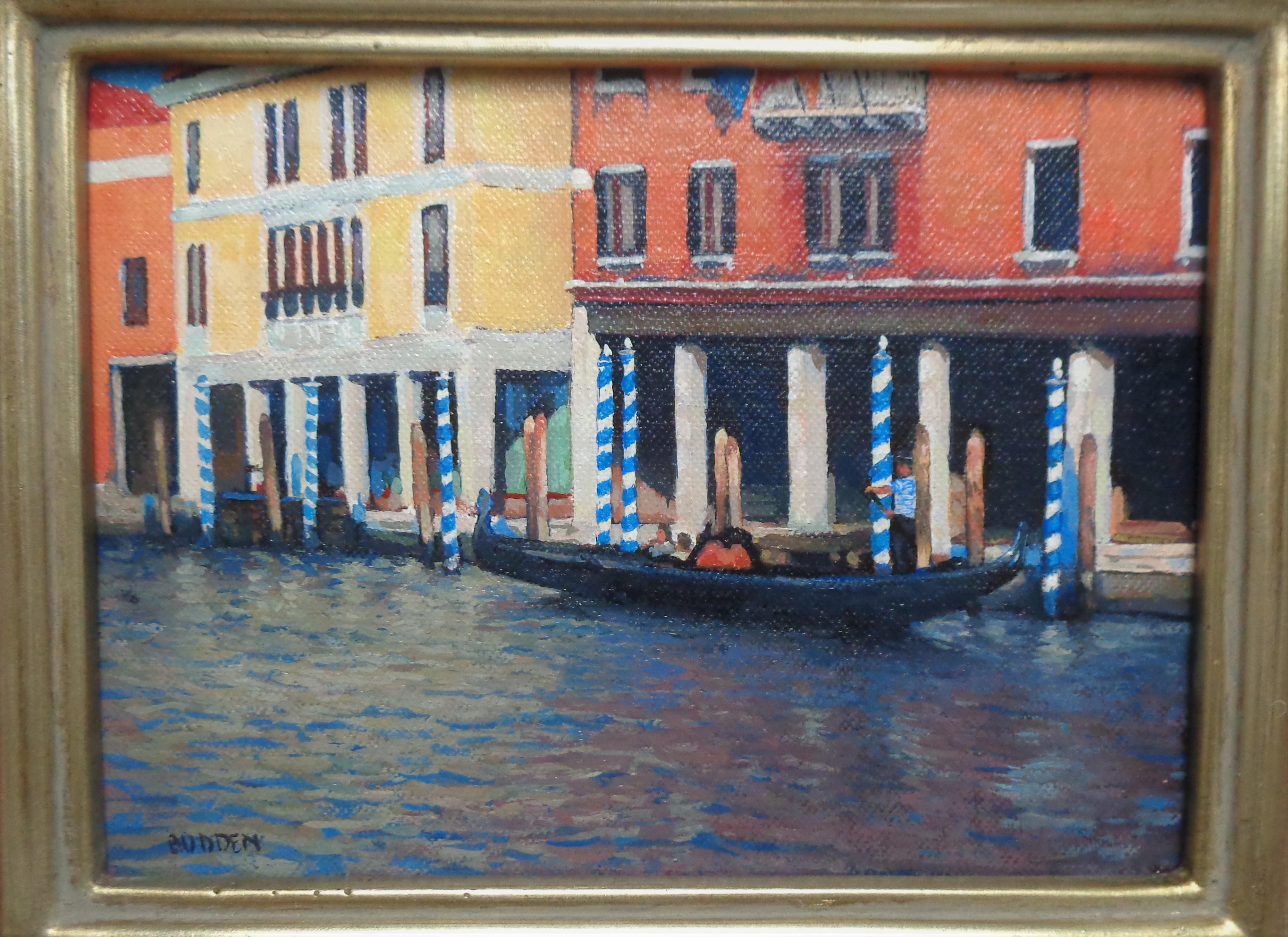 Venice Meereslandschaft, Ölgemälde, Gondola Ride von Michael Budden, Schönes Licht II im Angebot 1