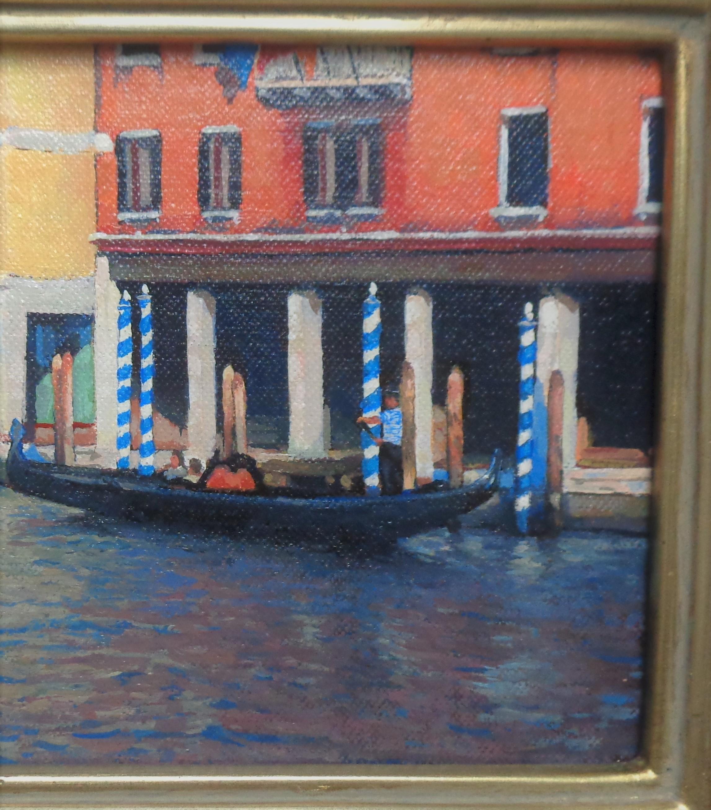 Venice Meereslandschaft, Ölgemälde, Gondola Ride von Michael Budden, Schönes Licht II im Angebot 3
