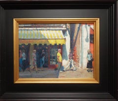 Venedig Seelandschaft Ölgemälde Marktszene von Michael Budden Venetian Yellow