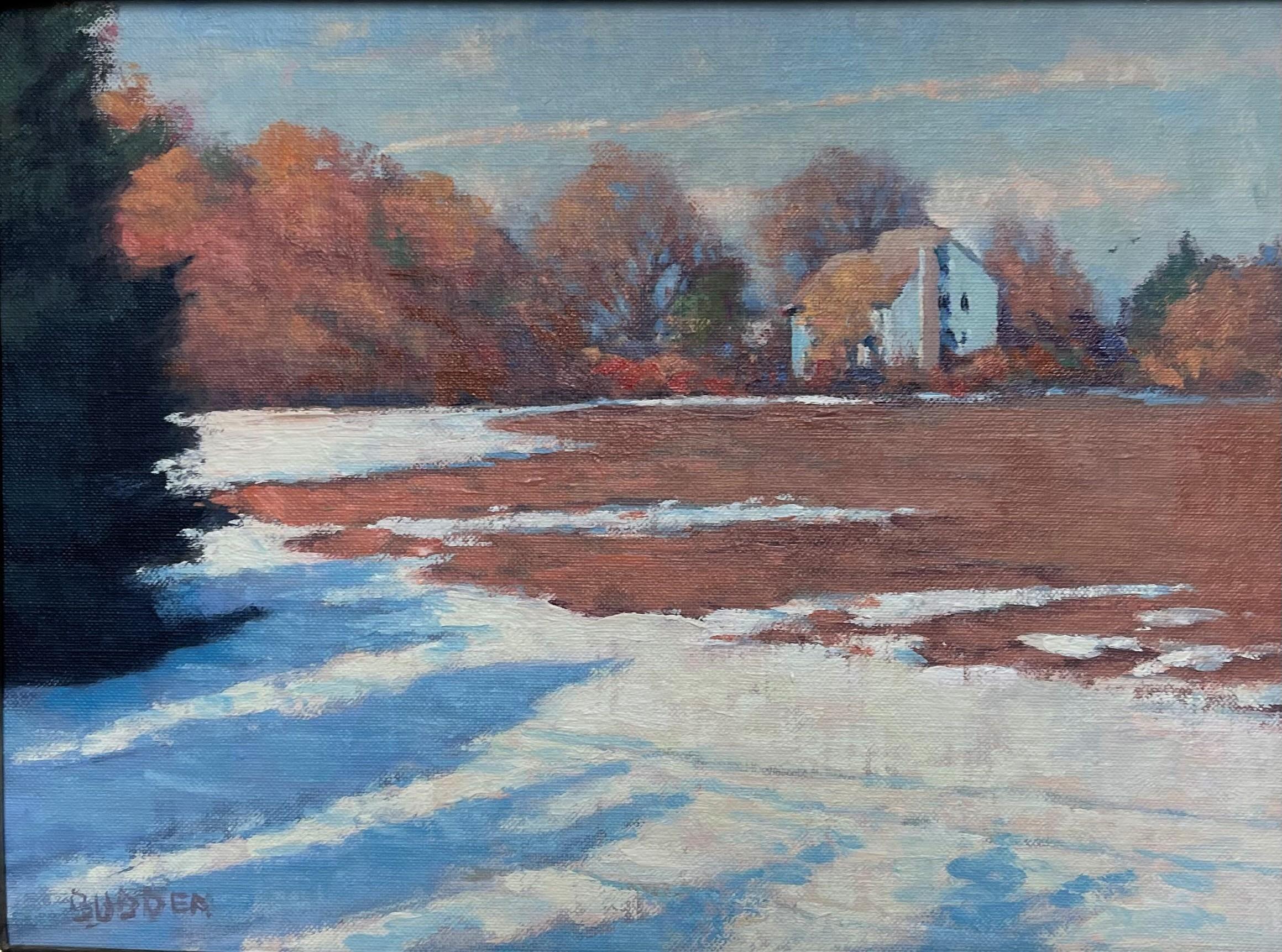   Winter Landscape Oil Painting by Michael Budden End of Winter For Sale 1