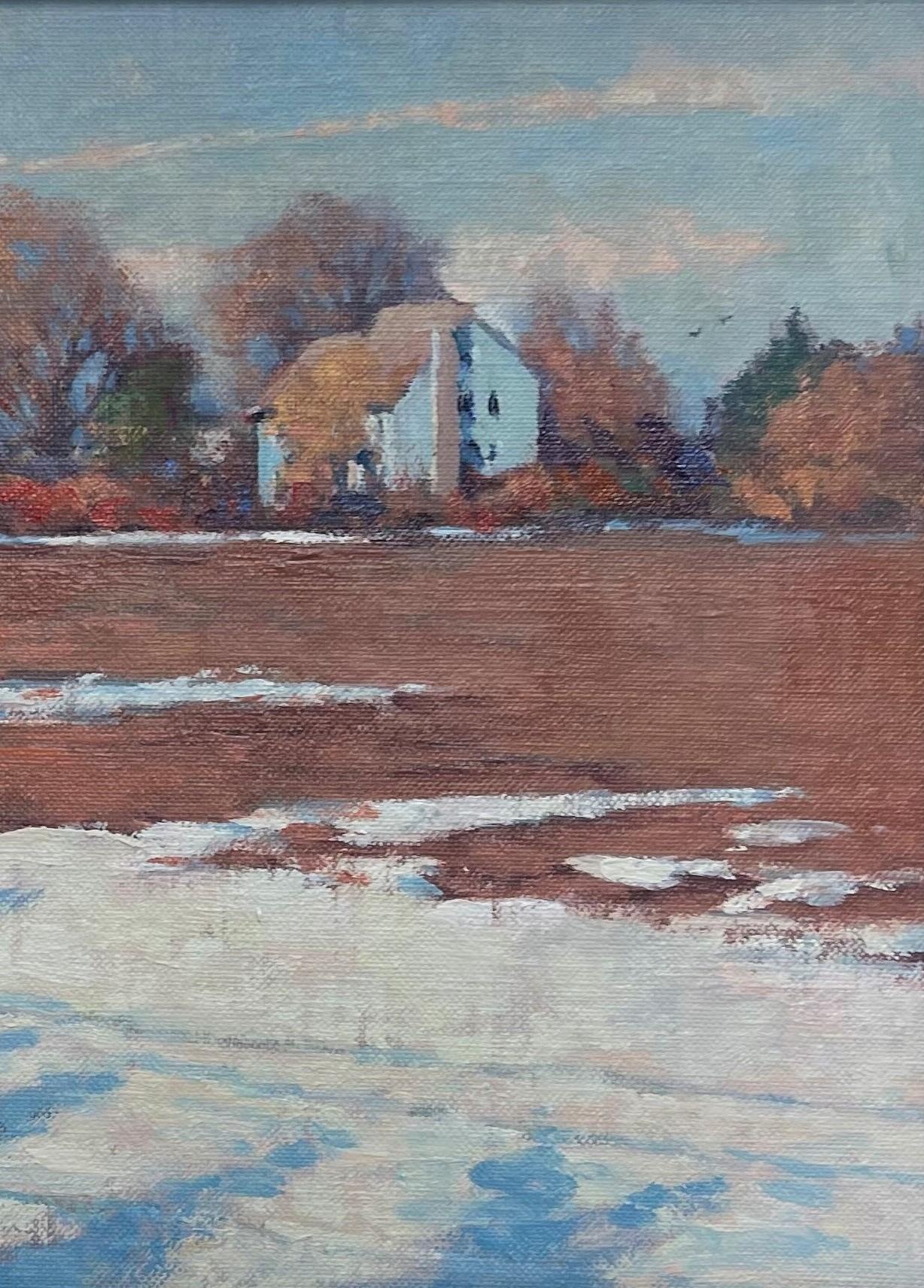   Winter Landscape Oil Painting by Michael Budden End of Winter For Sale 3
