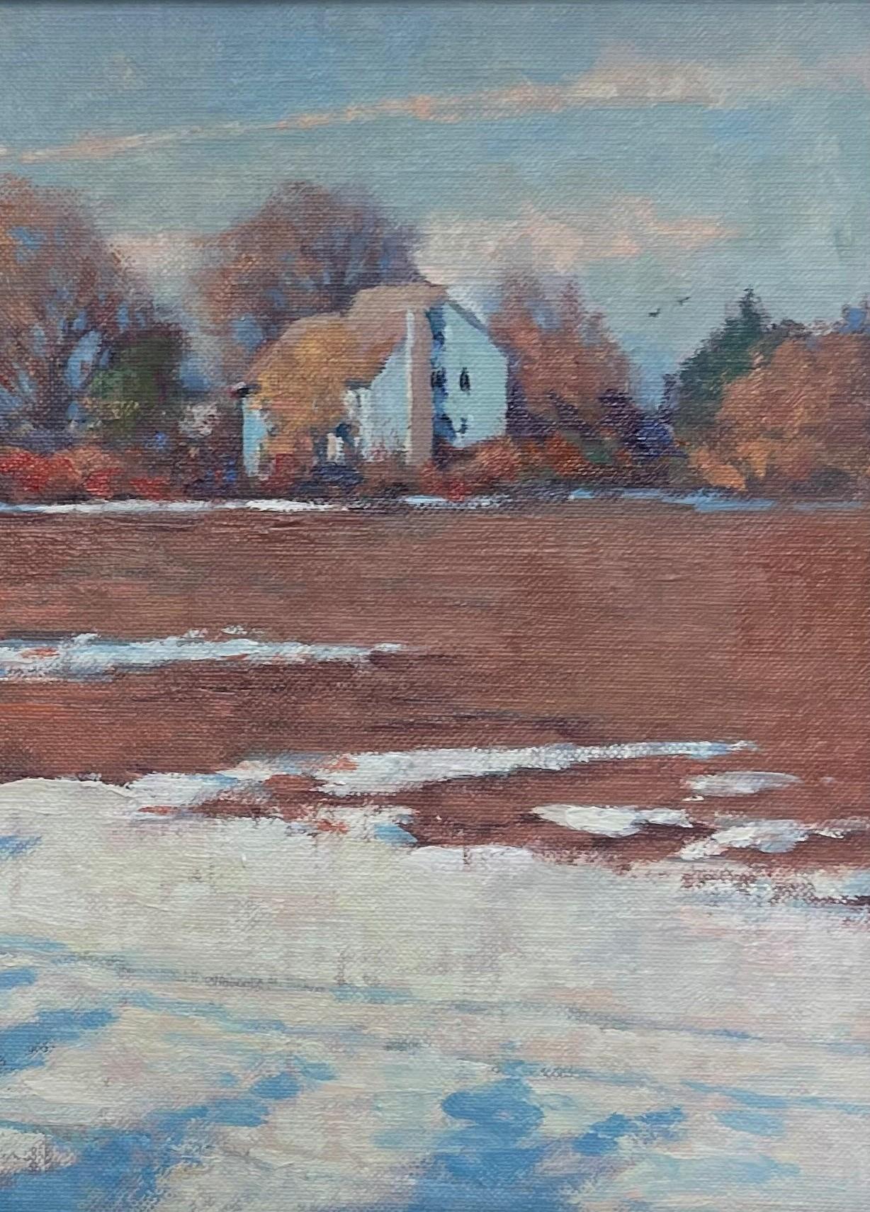 Paisaje invernal Pintura al óleo de Michael Budden Fin del invierno en venta 3