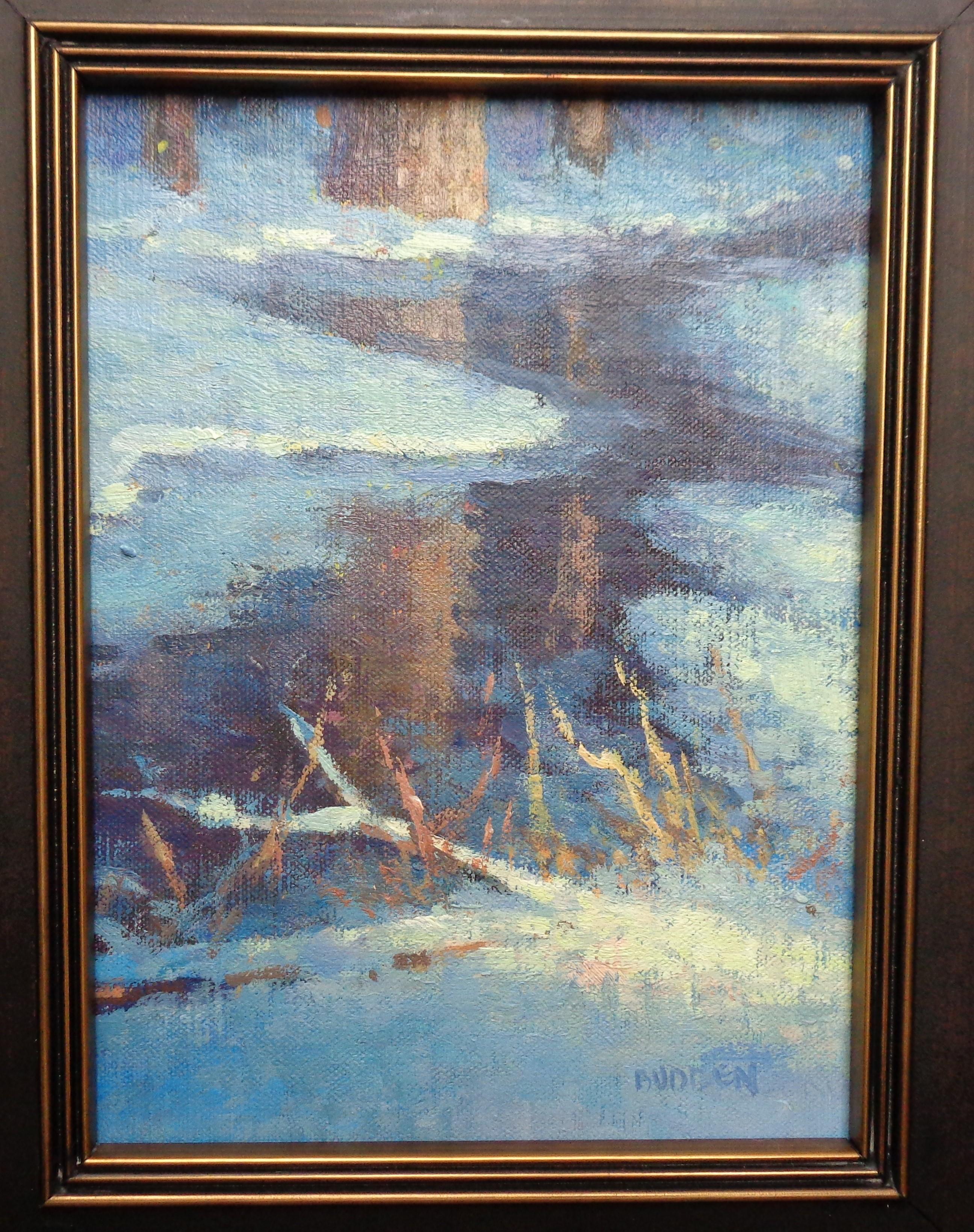 Peinture à l'huile - Paysage d'hiver par Michael Budden - Étude du ruisseau de neige 4