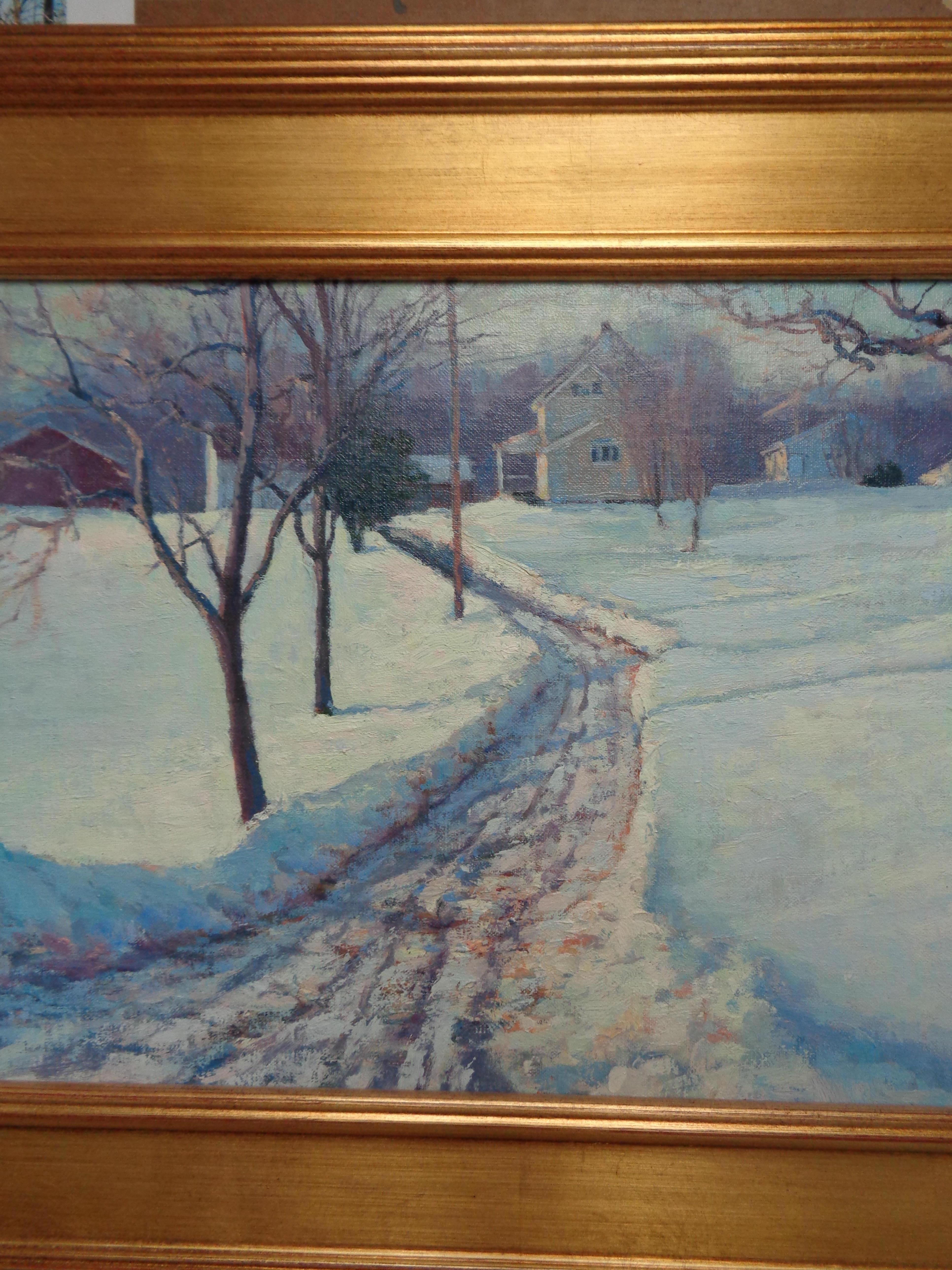   Winter Landscape Oil Painting by Michael Budden Winter Farm  For Sale 2