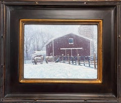 Winterlandschaft, Ölgemälde von Michael Budden, Winterfarm