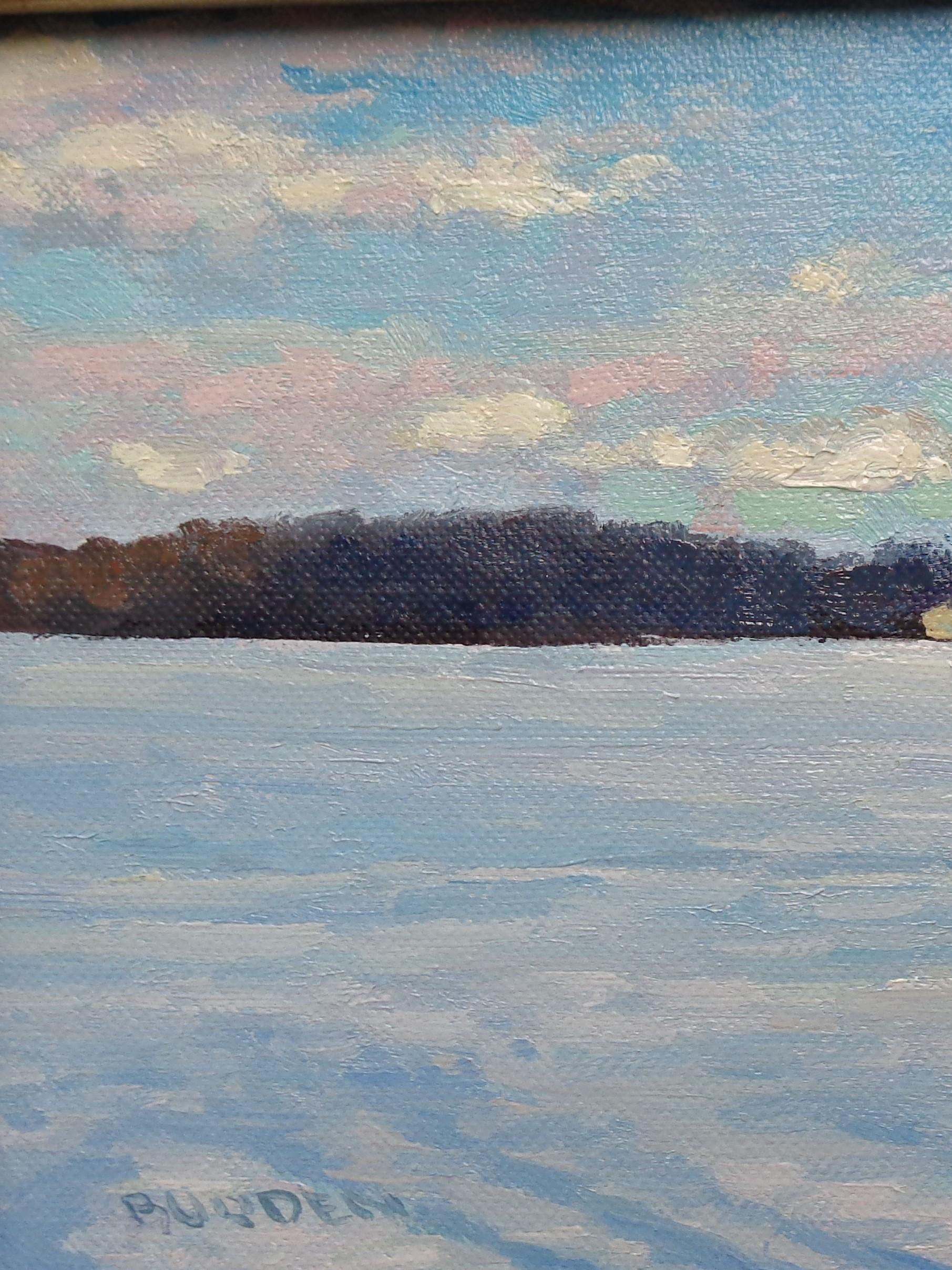 Peinture à l'huile de Michael Budden, étude de ferme d'hiver en vente 2