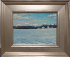   Peinture à l'huile de Michael Budden, étude de ferme d'hiver