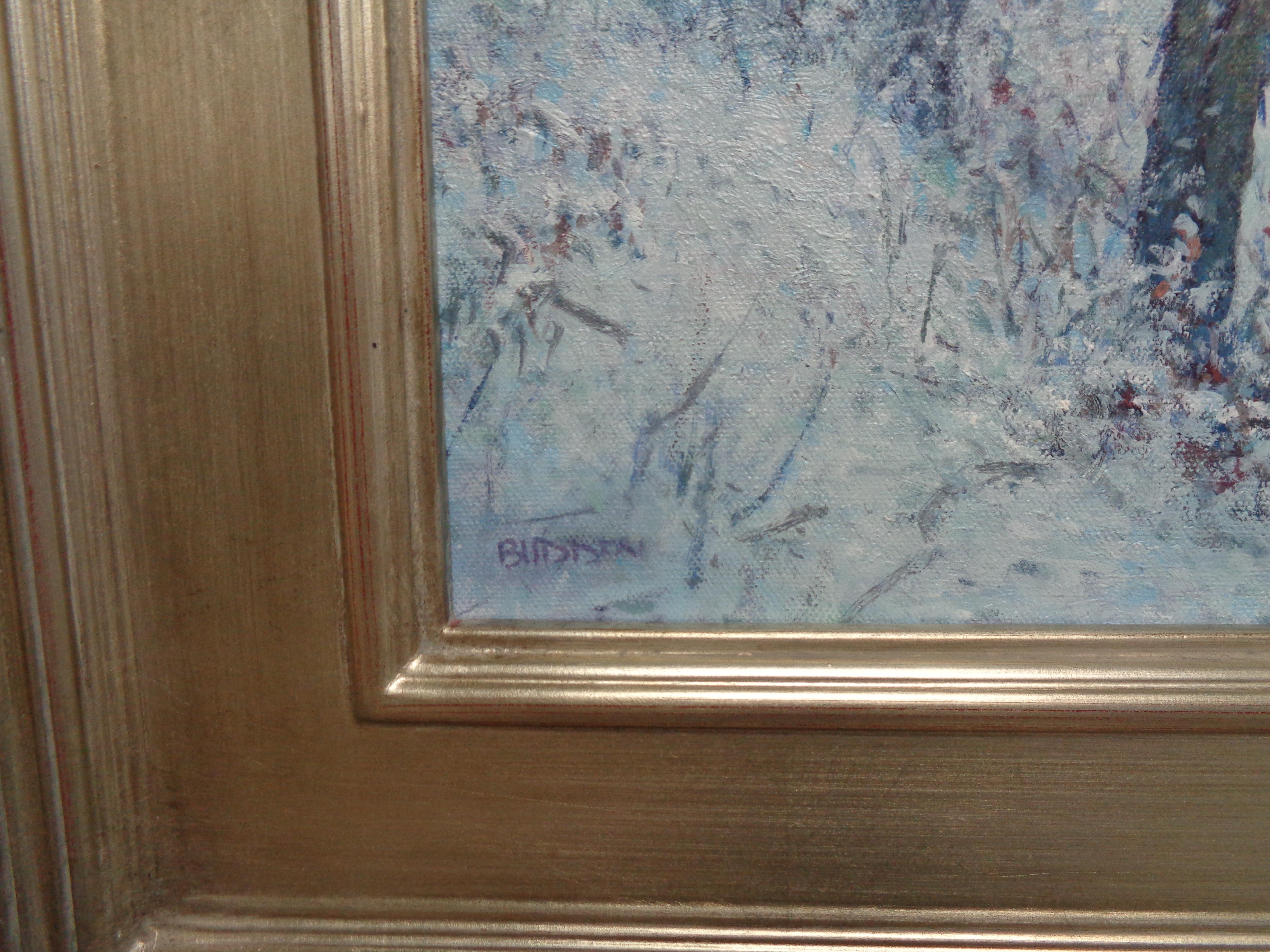 Paisaje invernal Pintura al óleo  de Michael Budden Winter Arroyo Nieve en venta 4