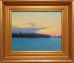 Antique Winter Landscape Oil Painting by Michael Budden Winter Sunset II