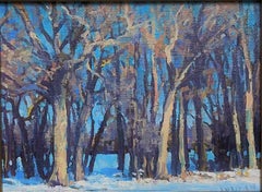 Winterlandschaft, Ölgemälde von Michael Budden, Winterbaumstudie I