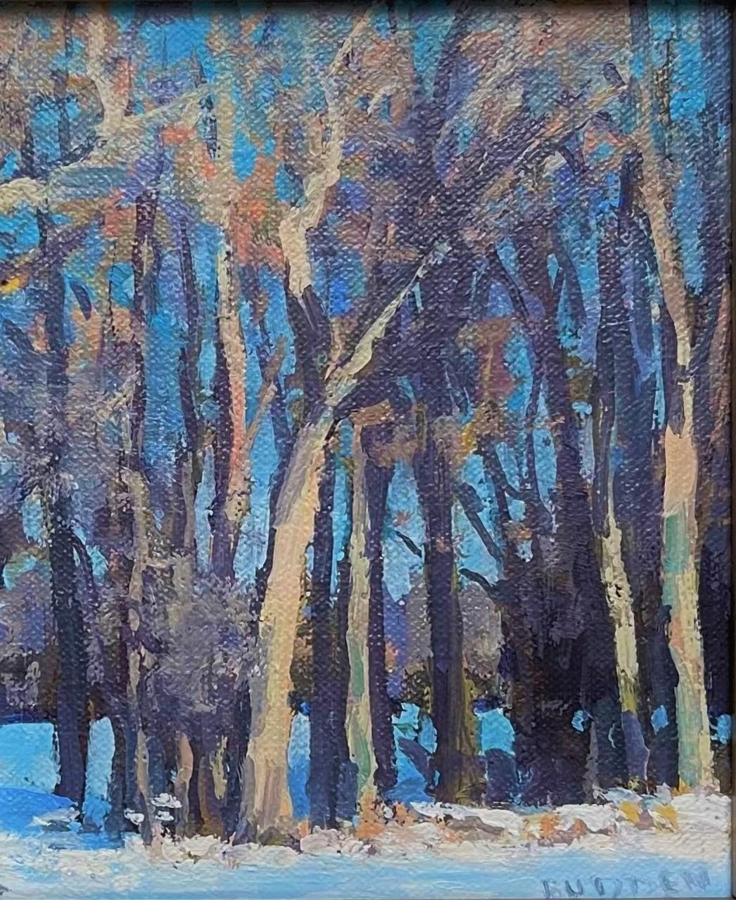 Winterlandschaft, Ölgemälde von Michael Budden, Winterbaumstudie I im Angebot 3