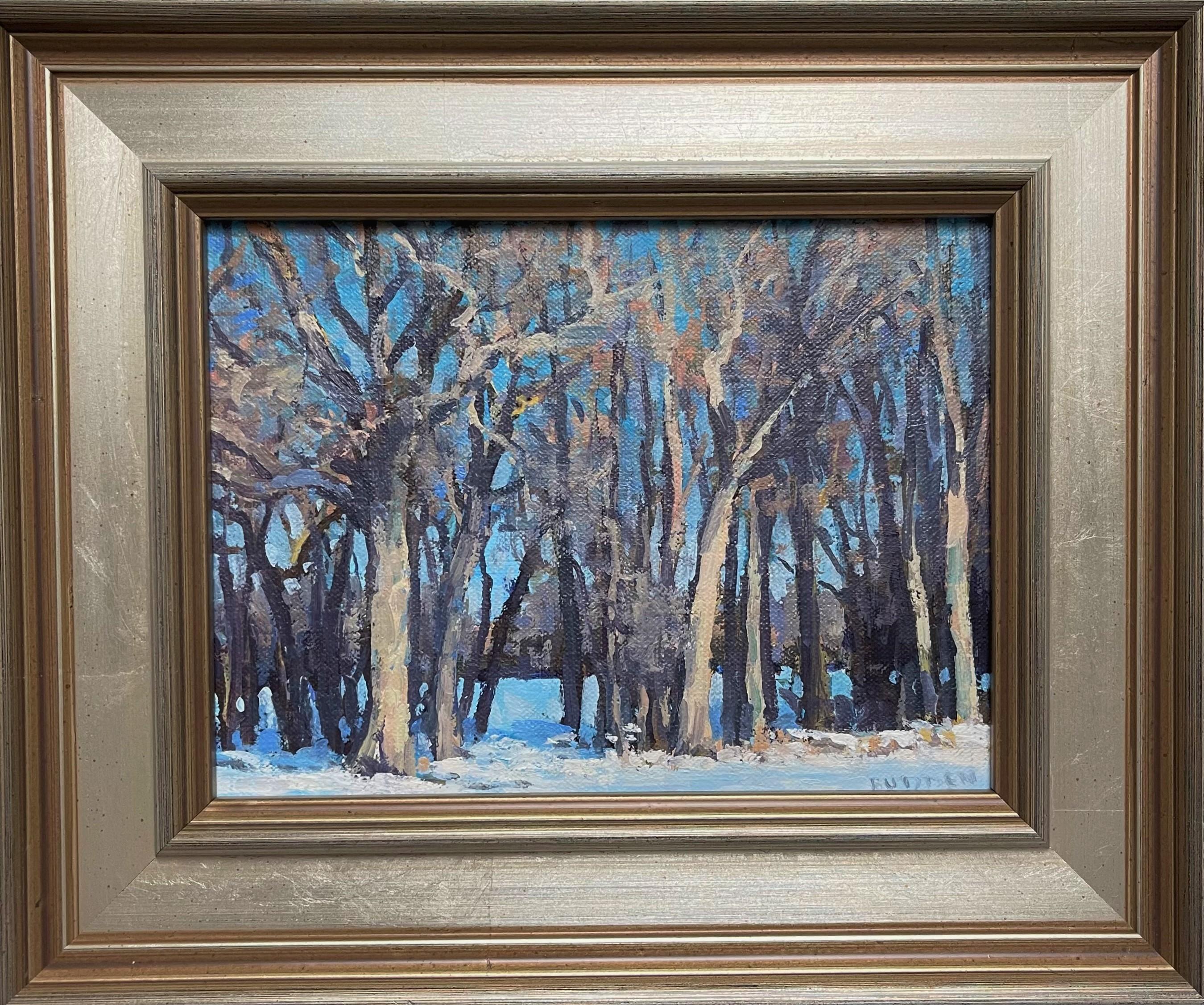 Winter Tree Study I
oil/canvas panel
6 x 8 image
I enjoy playing with light in my paintings and creating a mood while trying to push the range of color using subtle transitions like in the snow here in this winter scene. 
The frame has an aged