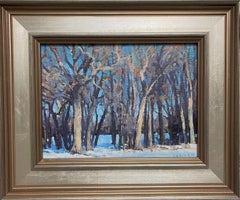Antique   Winter Landscape Oil Painting by Michael Budden Winter Tree Study I