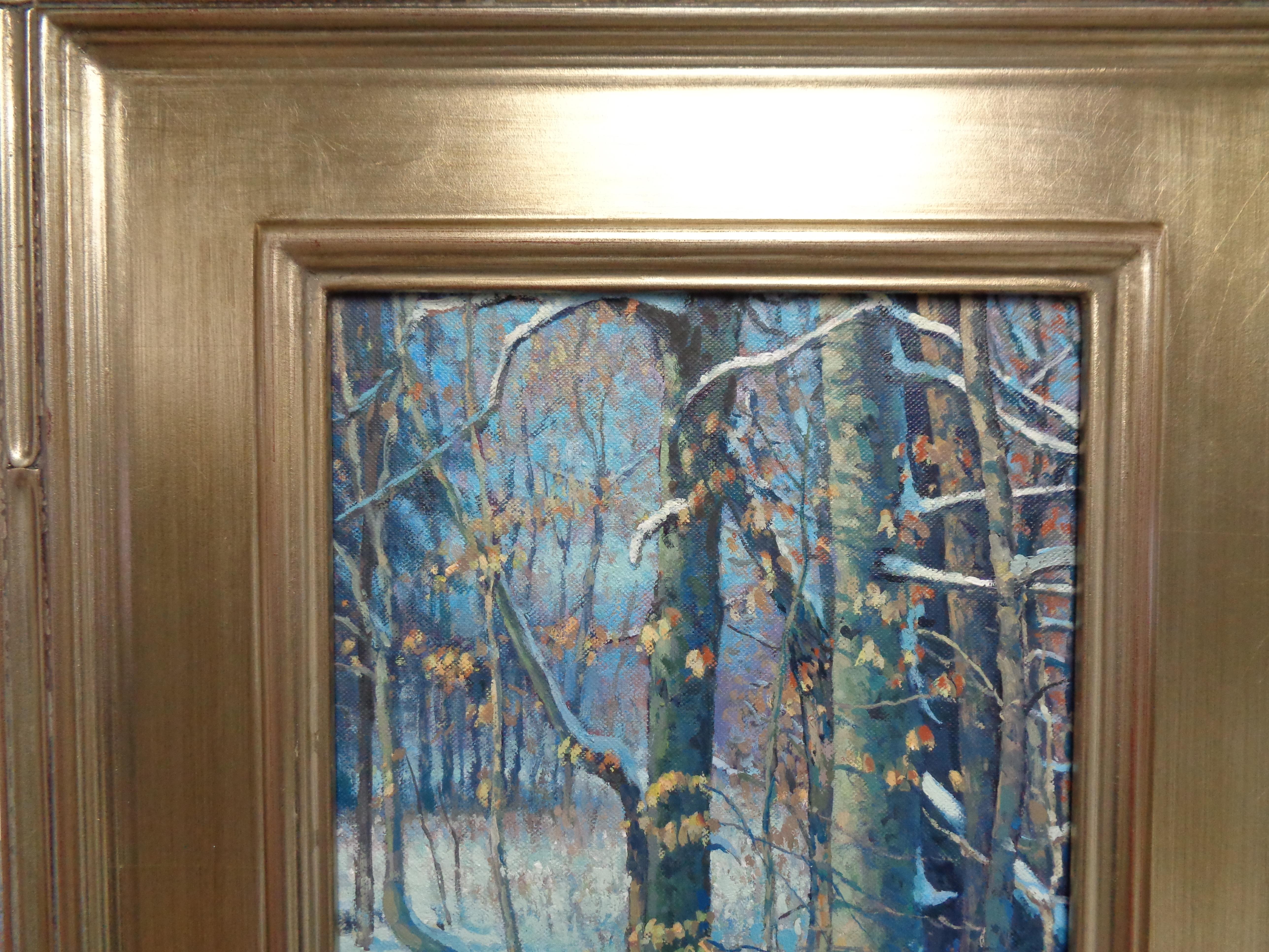 Winterlandschaft, Ölgemälde von Michael Budden, Winterholzlandschaft, Interieur IV im Angebot 1