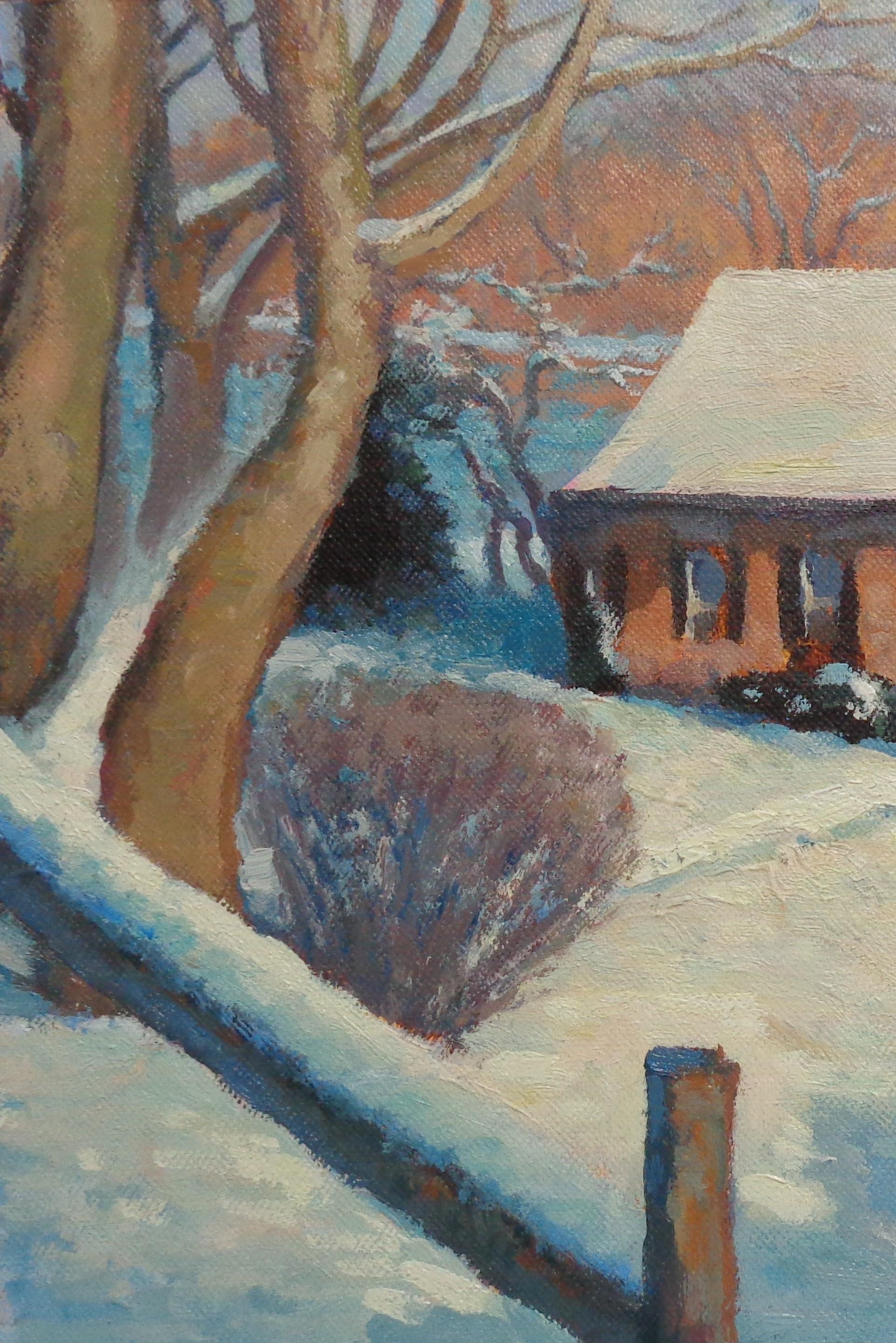  Winter Landscape Oil Painting Michael Budden  Lumberville Bucks Co Del. River For Sale 1