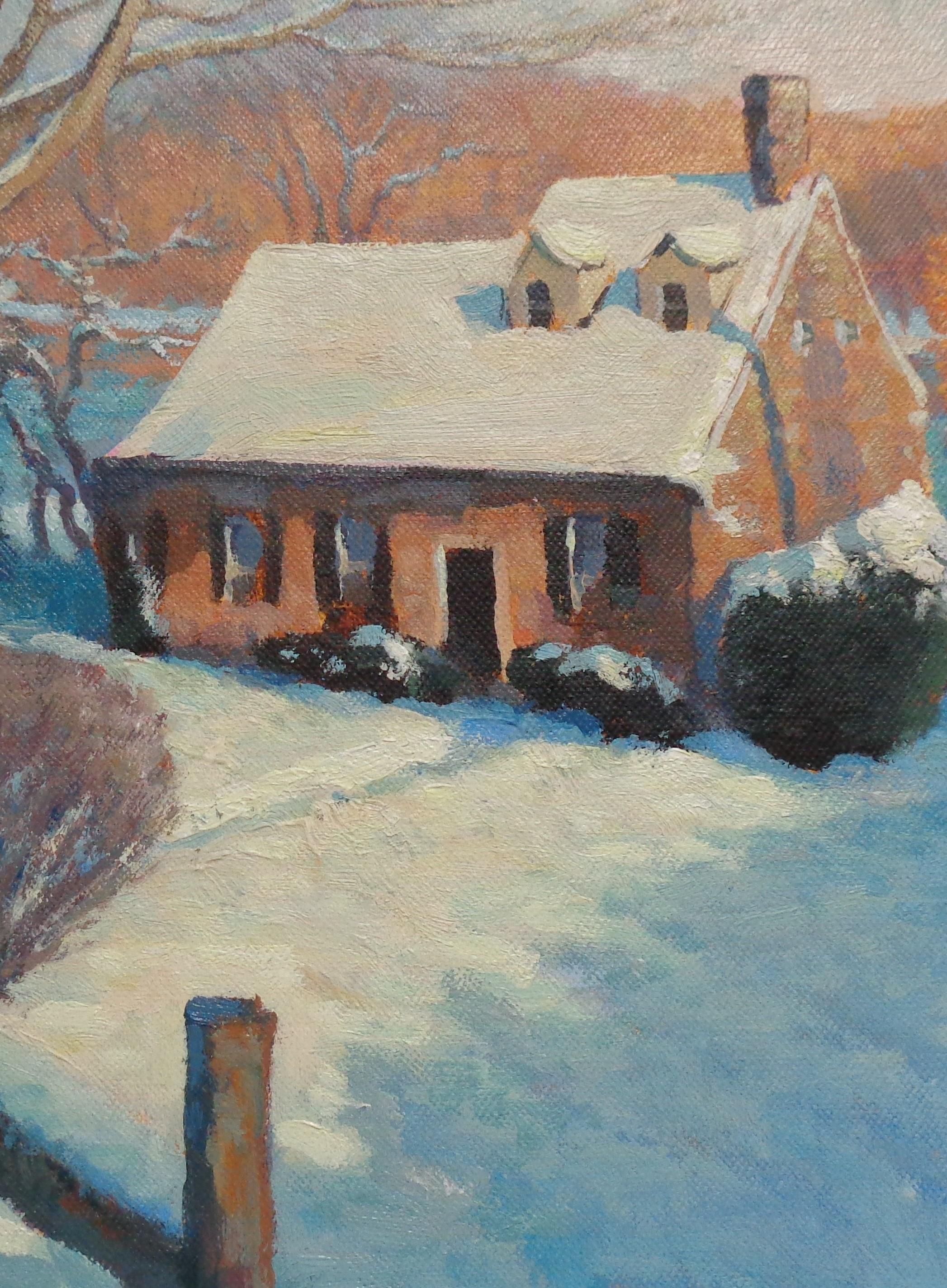  Winter Landscape Oil Painting Michael Budden  Lumberville Bucks Co Del. River For Sale 2