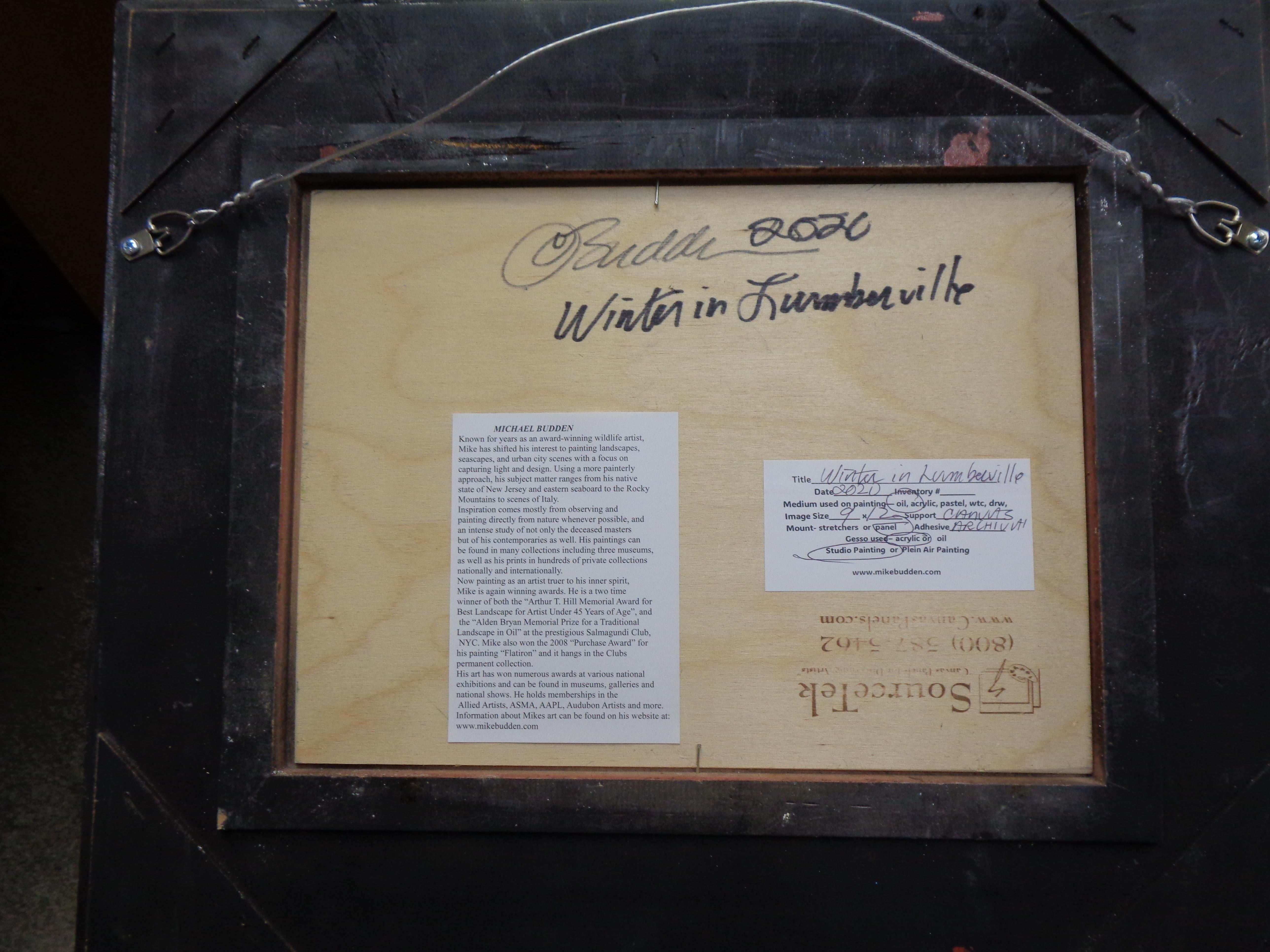 Winterlandschaft, Ölgemälde Michael Budden  Lumberville Bucks Co Del. Fluss im Angebot 5