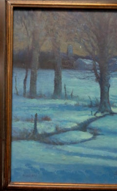 Winter Moonlight Nocturne Snow Scene Landscape Oil Painting by Michael Budden