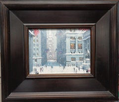 New York City Wall Street Winter Flags Cityscape Urban Painting Michael Budden