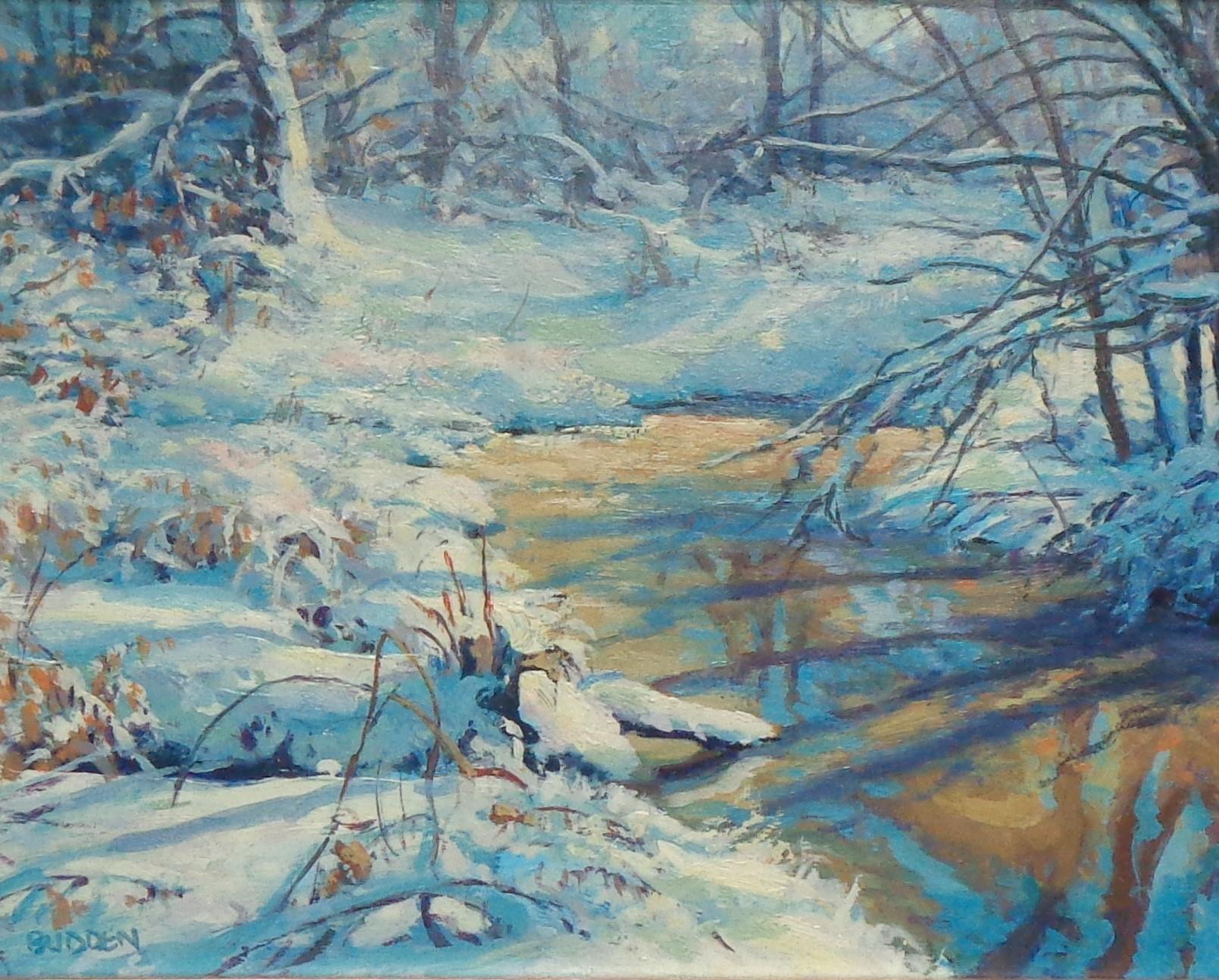 Winter Snow Landscape Oil Painting by Michael Budden Winter Lace For Sale 1