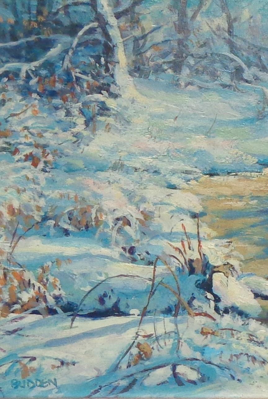 Winter Snow Landscape Oil Painting by Michael Budden Winter Lace For Sale 2