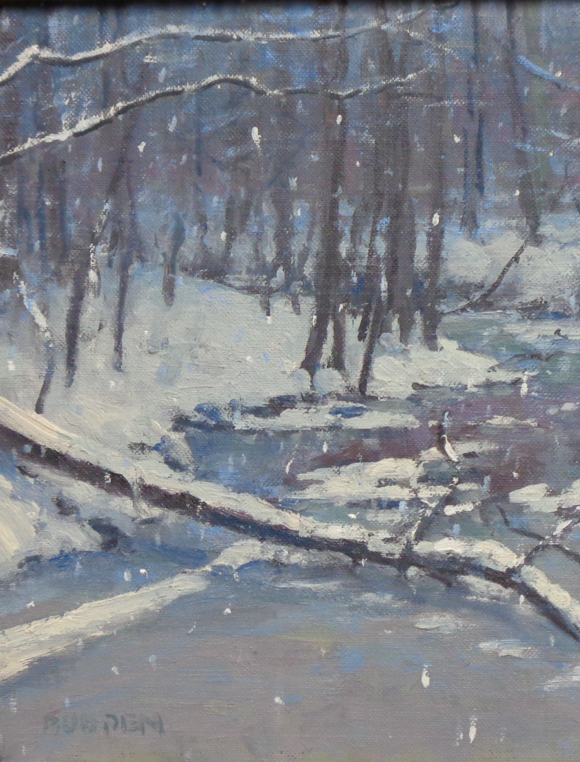 Peinture à l'huile - Paysage de neige d'hiver - Michael Budden Winter Creek 2