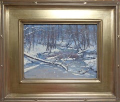  Winter Snow Oil Landscape Painting Michael Budden Winter Creek