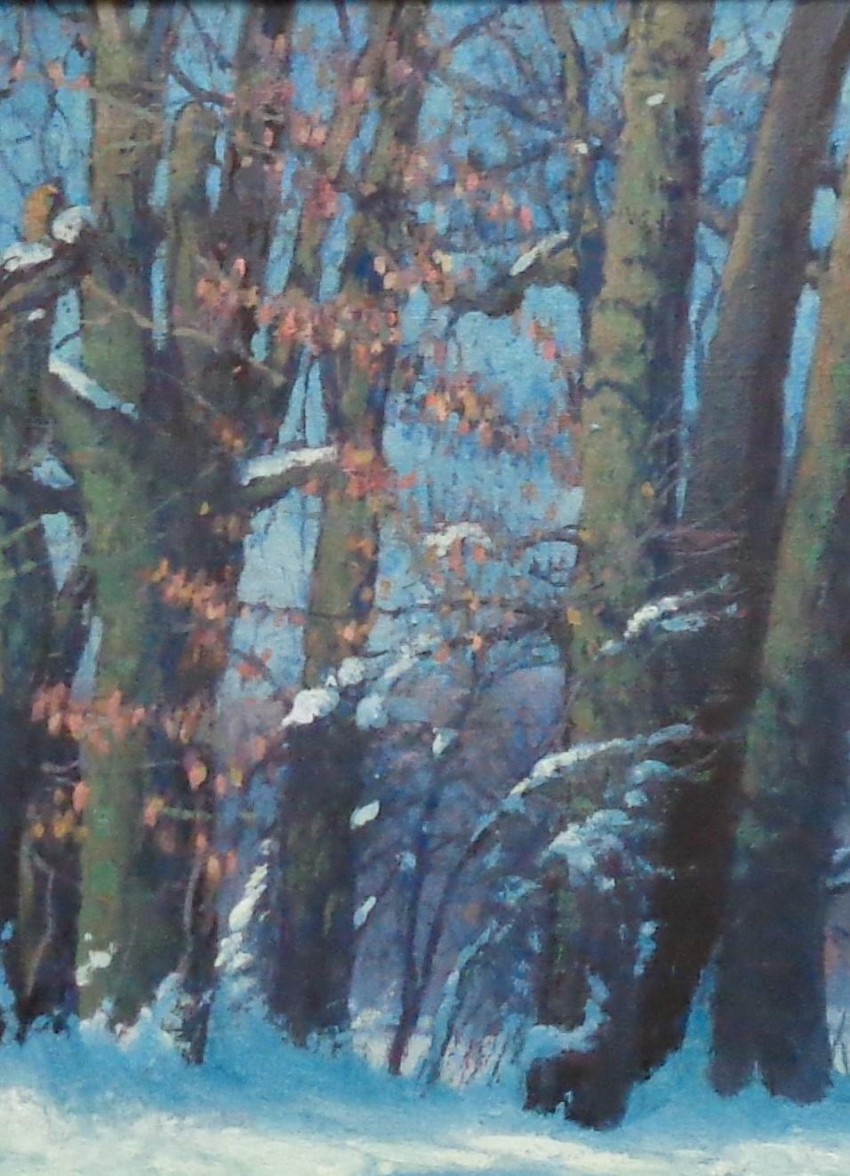  Winter Snow Scene Contemporary Landscape Oil Painting by Michael Budden For Sale 5