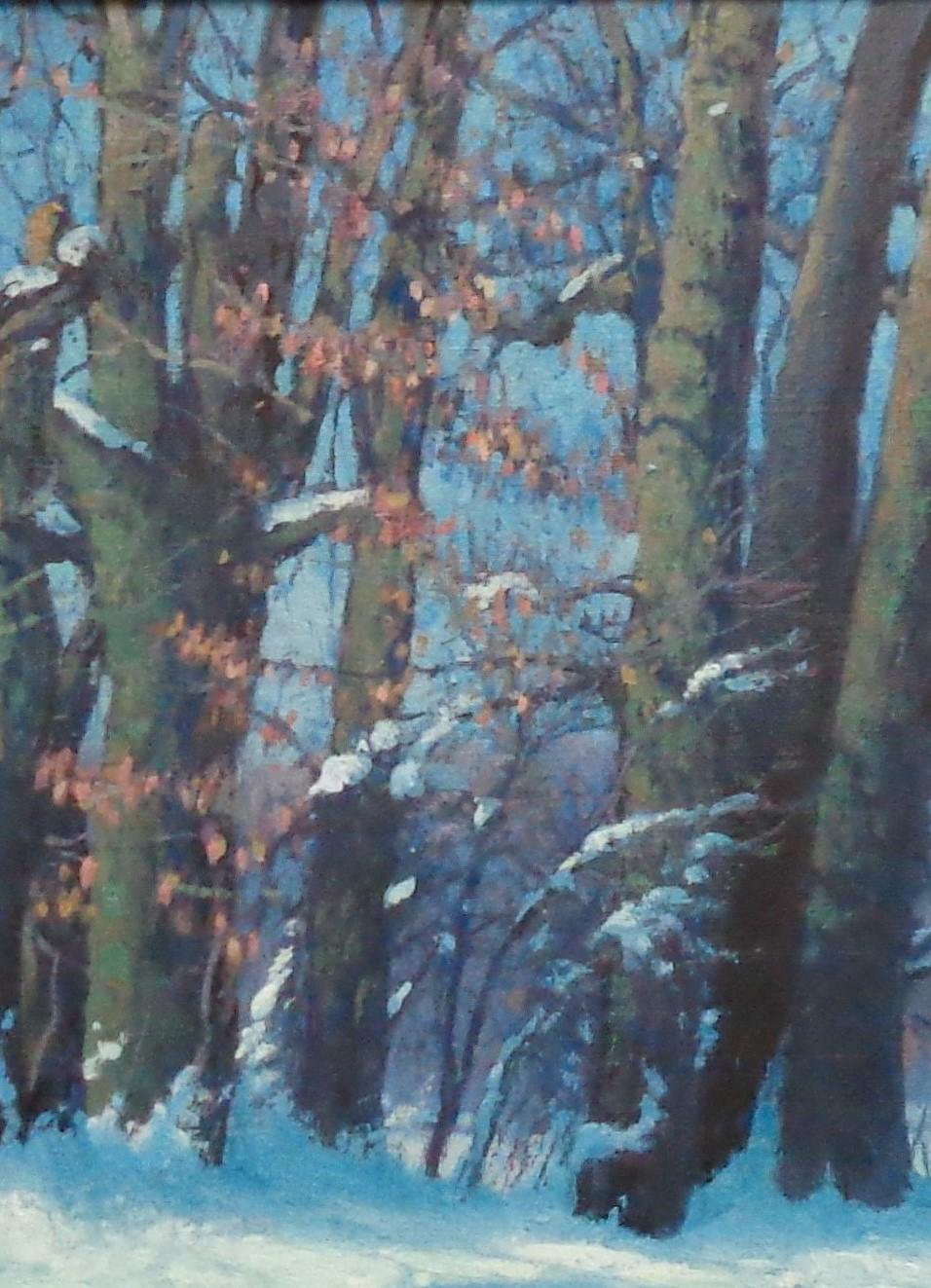 Winter Snow Scene Contemporary Landscape Ölgemälde von Michael Budden im Angebot 5